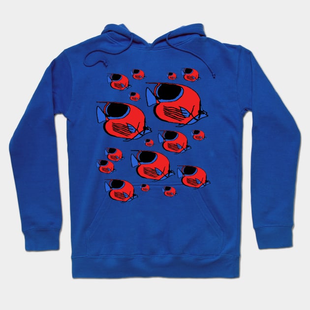 Red & Blue Sunfish Hoodie by RockettGraph1cs